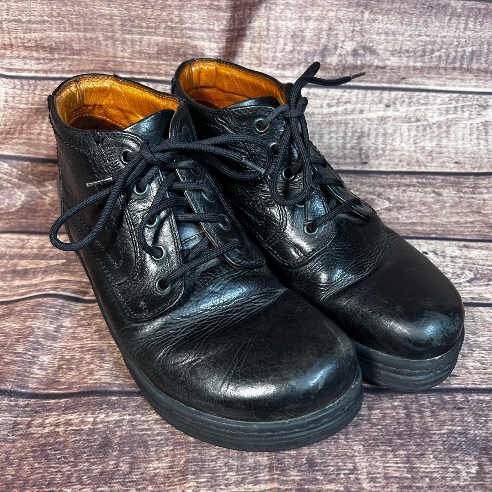 Footprints Birkenstock Black Leather Lace Up Chukka Boots Mens EU 40 Portugal
